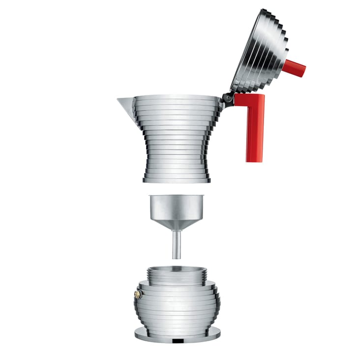 Pulcina Espressokocher 6 Kupfer, Roter Henkel Alessi