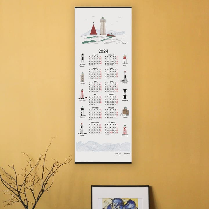 Schwedische Leuchttürme Kalender 2024, 35 x 90cm Almedahls