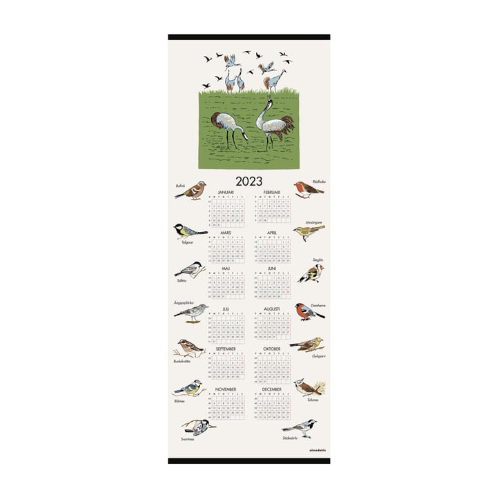 Schwedische Vögel Kalender 2023  - 35 x 90 cm
​ - Almedahls