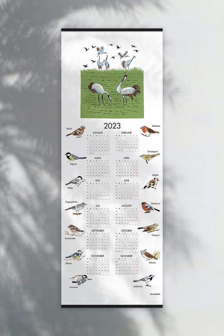 Schwedische Vögel Kalender 2023 , 35 x 90 cm
​ Almedahls