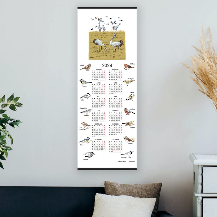 Schwedische Vögel Kalender 2024, 35 x 90cm Almedahls