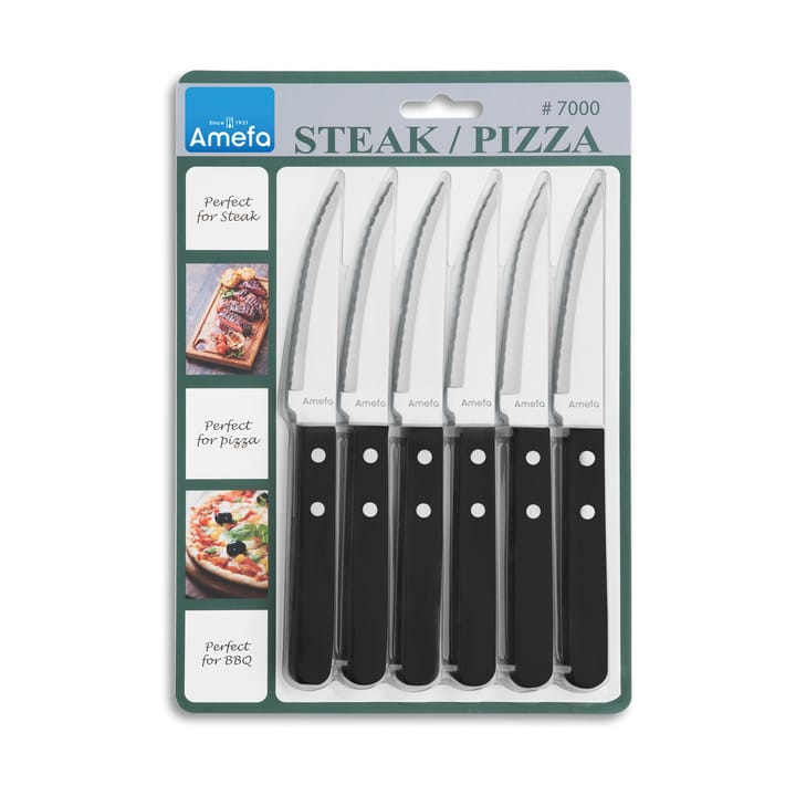 Pizza Noir Grillmesser 6er-Pack, Schwarz Amefa