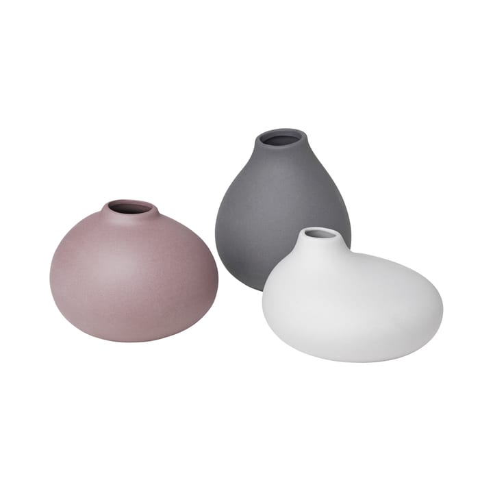 Nona Vase 3er Pack, Pewter-micro chip-bark blomus