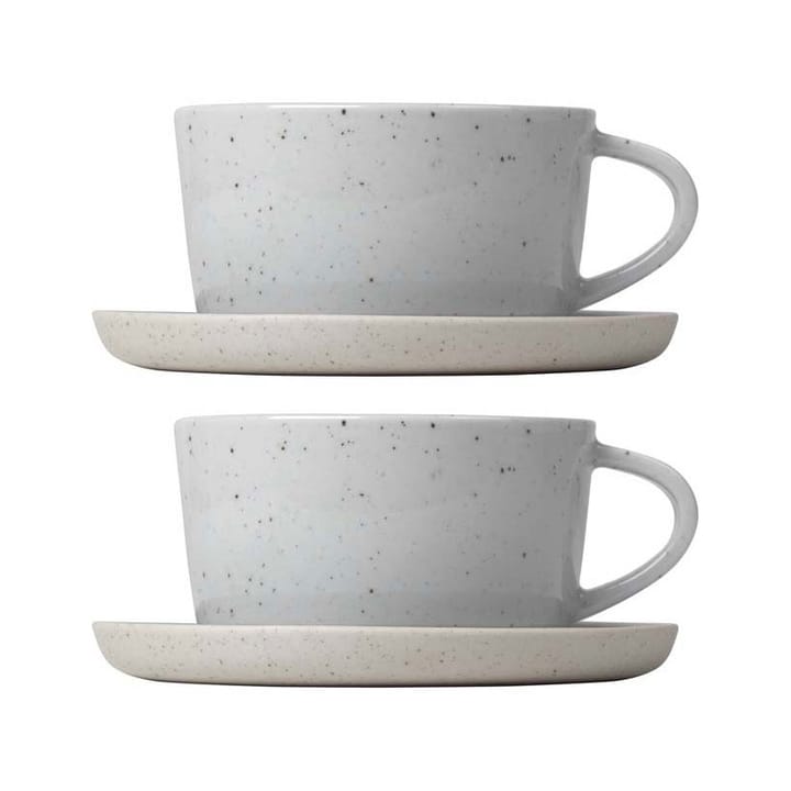 Sablo Kaffeetasse mit Untersetzer 2er Pack - Cloud - Blomus