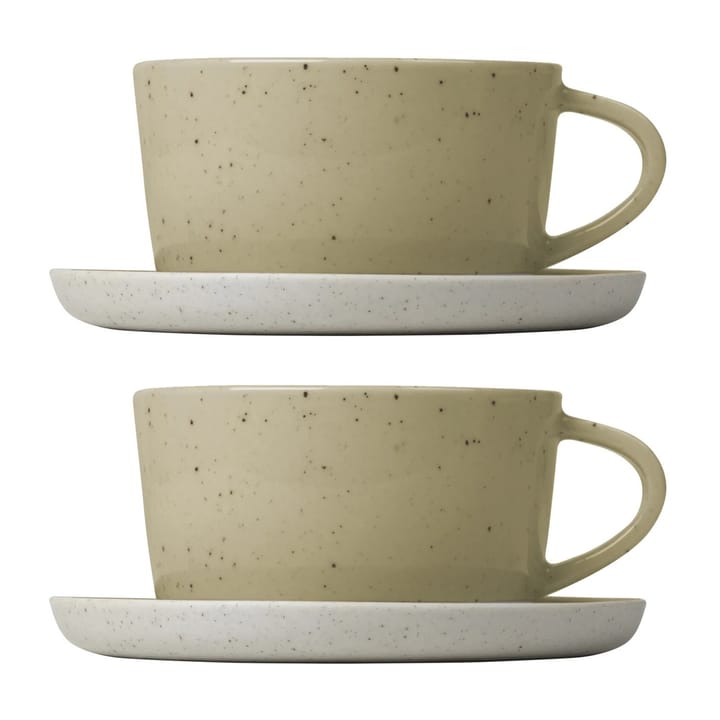 Sablo Kaffeetasse mit Untersetzer 2er Pack - Savannah - Blomus