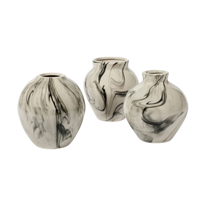 Ingrid Keramikvase 14,5cm 3er Pack - Beige-Black - Broste Copenhagen