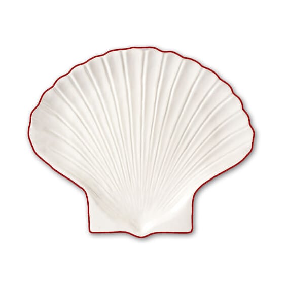 Shell Line Dessertteller S 13x16 cm, Weiß-Rot Byon