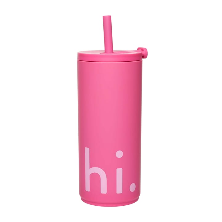 Travel Life Thermosbecher mit Strohhalm 50cl - Hi-cherry pink - Design Letters