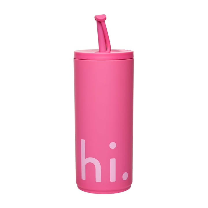 Travel Life Thermosbecher mit Strohhalm 50cl, Hi-cherry pink Design Letters