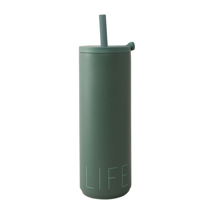 Travel Life Thermosbecher mit Strohhalm 50cl, Myrtle green Design Letters