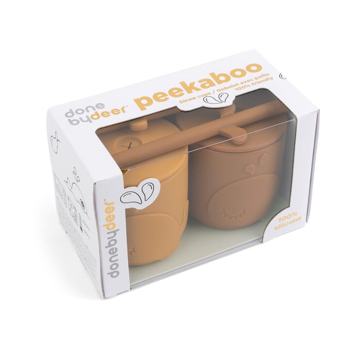 Wally Becher mit Peekaboo-Strohhalm 2er-Pack, Mustard Done by deer