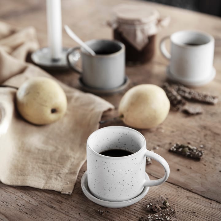 Ernst Tasse mit Untertasse 7cm, Weiß gepunktet ERNST