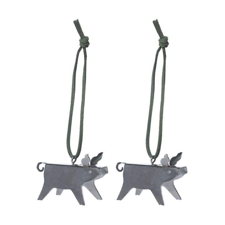 Ernst Weihnachtsanhänger Schwein 2er-Pack, Silber 5 cm ERNST