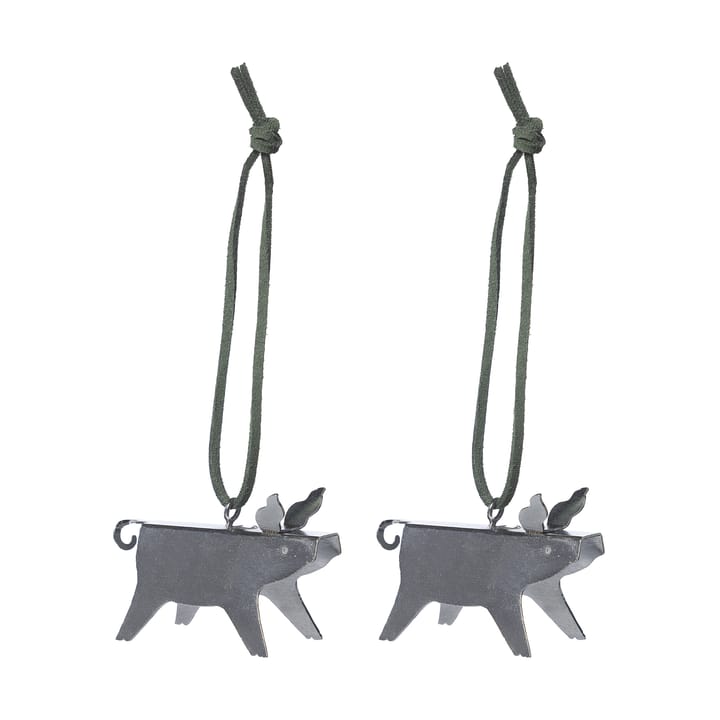 Ernst Weihnachtsanhänger Schwein 2er-Pack, Silber 7 cm ERNST