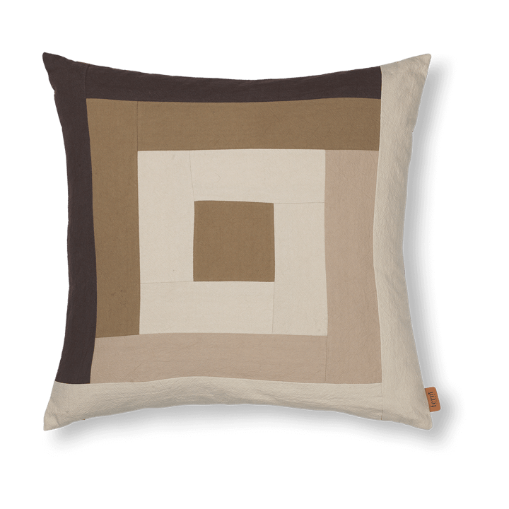 Border patchwork Kissenbezug 50x50 cm, Coffee-dark sand ferm LIVING