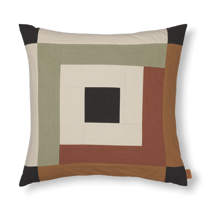 Border patchwork Kissenbezug 50x50 cm, Dark sage-red brown ferm LIVING