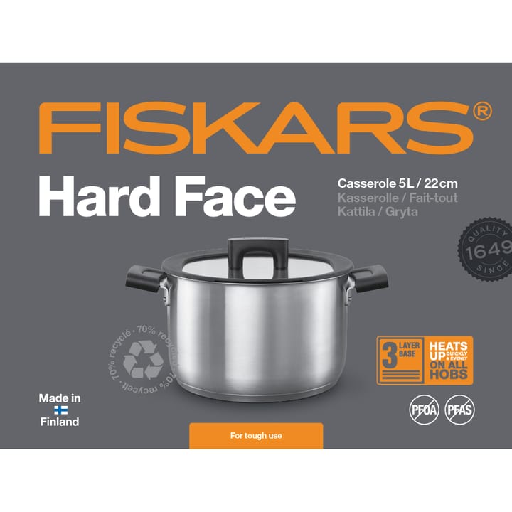 Hard Face Steel Topf mit Deckel, 5 L Fiskars