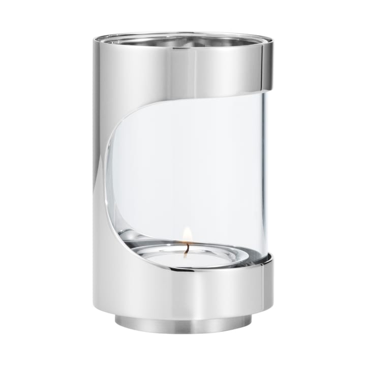 Chrome contours hurricane Windlicht 12 cm - Edelstahl - Georg Jensen