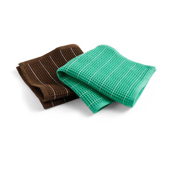 Canteen Geschirrtuch 31 x 31cm 2er Pack, Chocolate pinstripe-Emerald pinstripe​ HAY