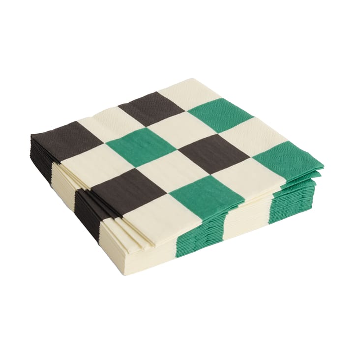 Pattern Lunch Check Serviette 33x33 cm 20er Pack, Off white-green-black M HAY