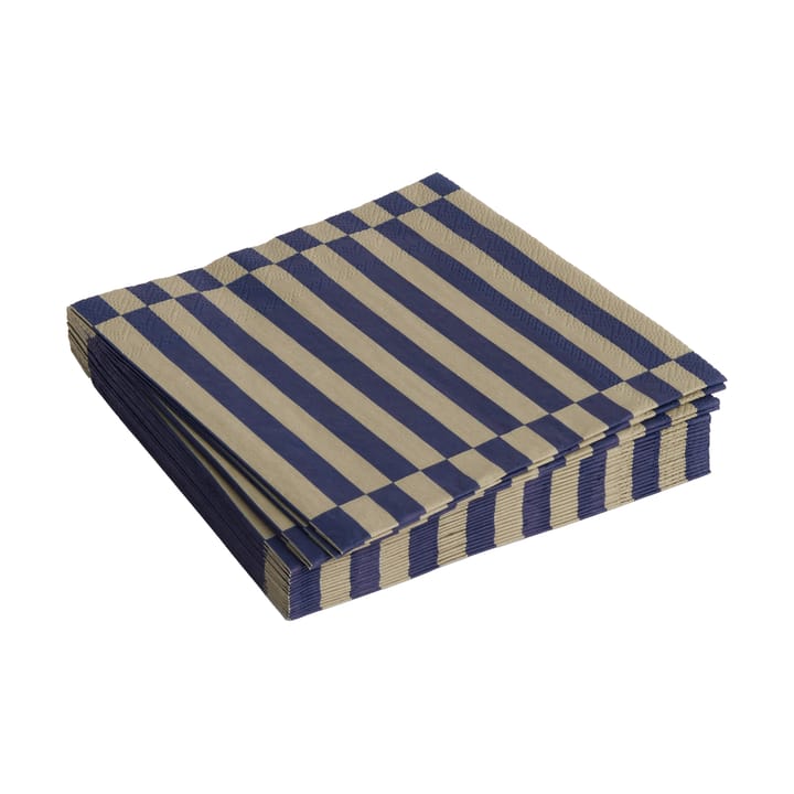 Pattern Lunch Stripe Serviette 33x33 cm 20er Pack, Dark blue-dark sand pillar HAY