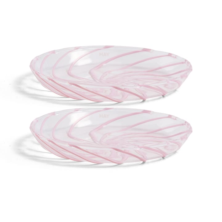 Spin Teller Ø11cm 2er Pack, Klar-rosa Streifen HAY