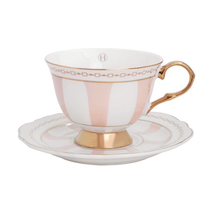 Strisce Rosa Tasse mit Untertasse - 22 cl - Hilke Collection