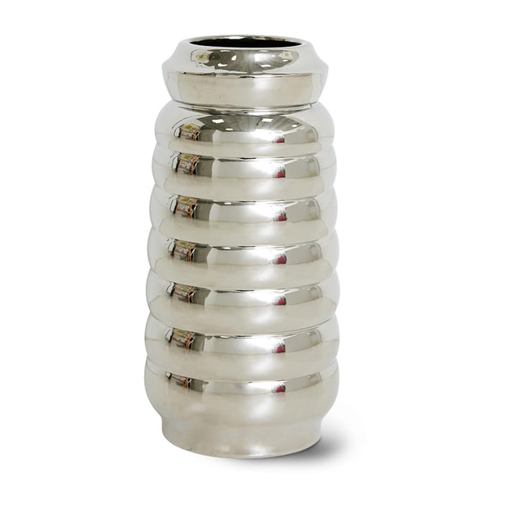 Ceramic ribble Vase 28,9cm - Chrome - HKliving