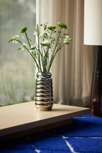 Ceramic ribble Vase 28,9cm - Chrome - HKliving