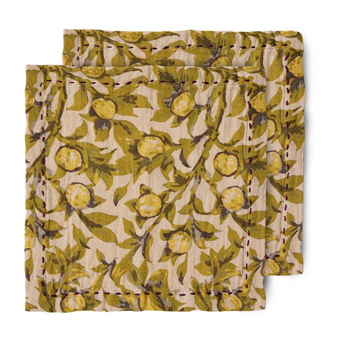 Mediterranean Baumwollserviette 30 x 30cm 2er Pack, Olive HKliving