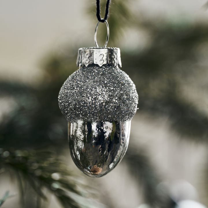 Glint Weihnachtsbaumanhänger 5,8cm 6er Pack, Silver House Doctor