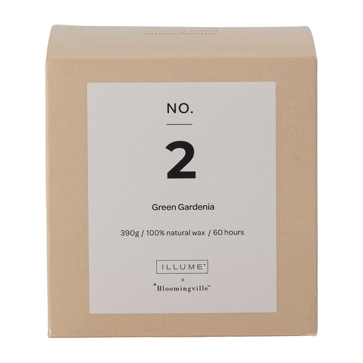 NO. 2 Green Gardenia Duftkerze, 390 g + Giftbox Illume x Bloomingville