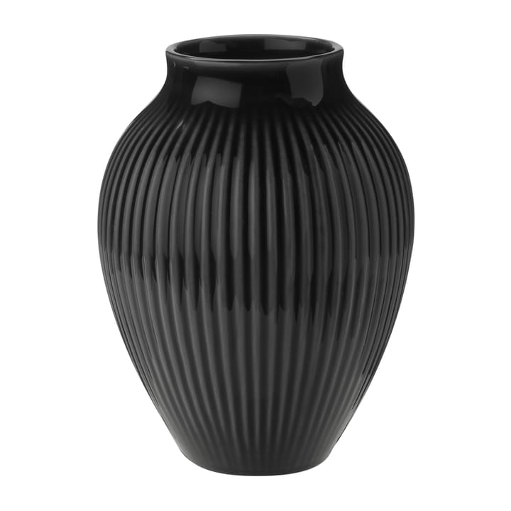 Knabstrup Vase geriffelt 12,5cm, Schwarz Knabstrup Keramik