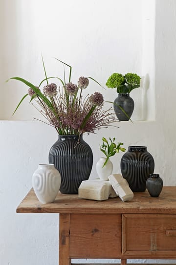 Knabstrup Vase gerippt 35cm - Schwarz - Knabstrup Keramik