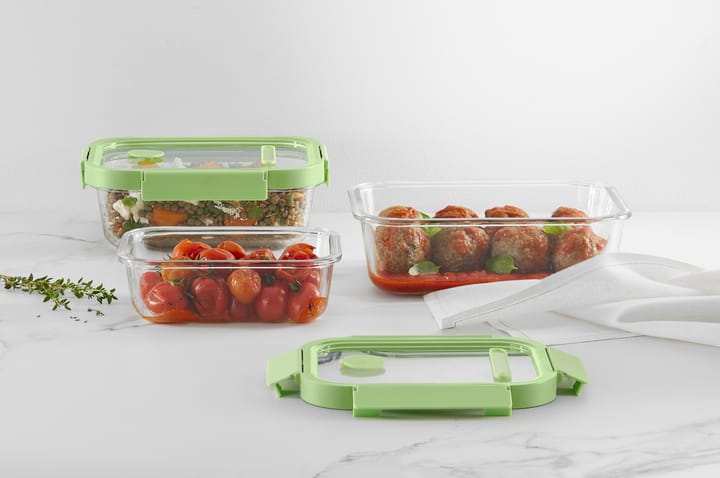 Lékué rechteckige Glas-Lunchbox 0,37 L, Grün Lékué