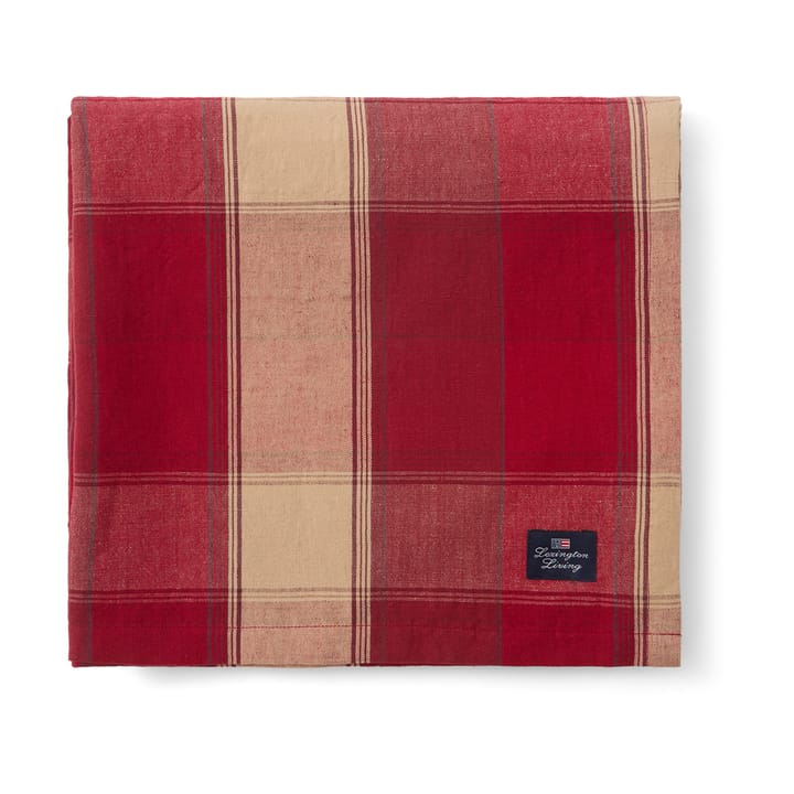 Checked Linen-Cotton Tischtuch 150x250 cm, Rot-Beige Lexington