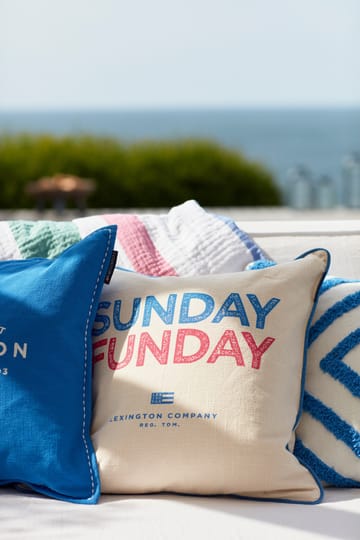 Sunday Funday Printed Kissenbezug 50 x 50cm - Beige-blau-rosa - Lexington