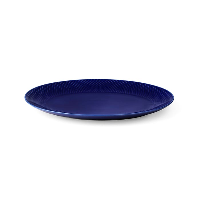 Rhombe ovaler Servierteller 35x26,5 cm, Dunkelblau Lyngby Porcelæn