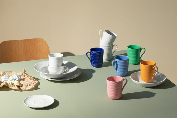 Rhombe Tasse mit Henkel 33cl, Blau Lyngby Porcelæn