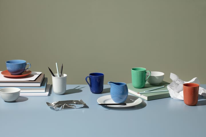 Rhombe Tasse mit Henkel 33cl, Blau Lyngby Porcelæn