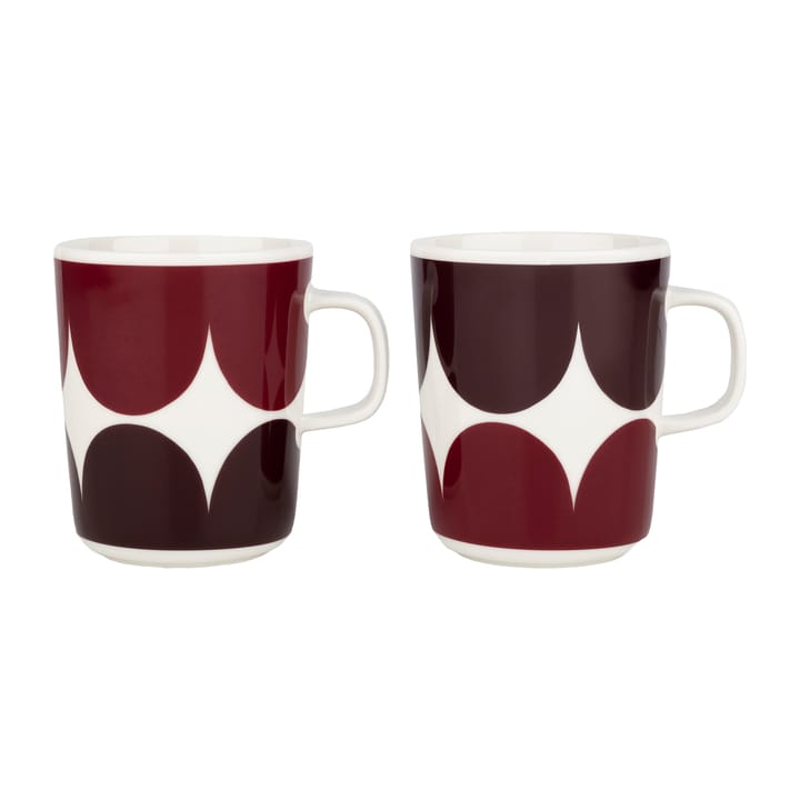 Härkä Tasse 25cl 2er Pack, White-dark wine-dark red Marimekko