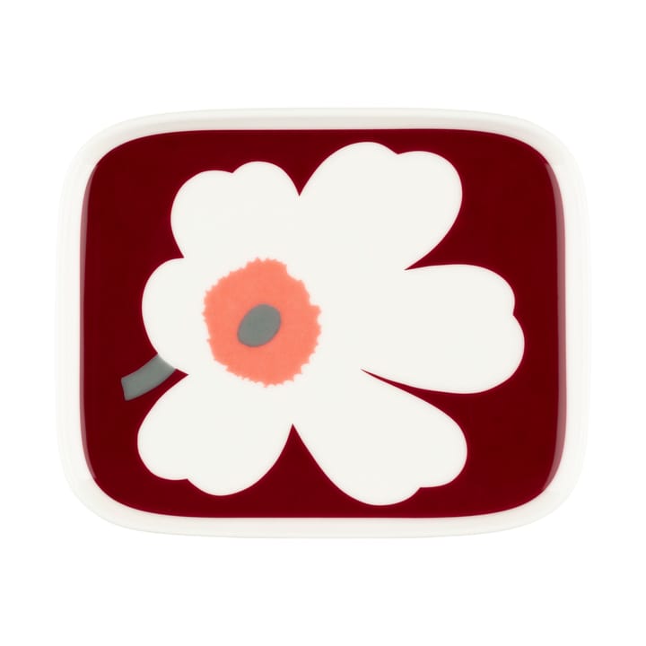 Juhla Unikko Teller 12x15 cm, White-dark cherry-ash grey Marimekko