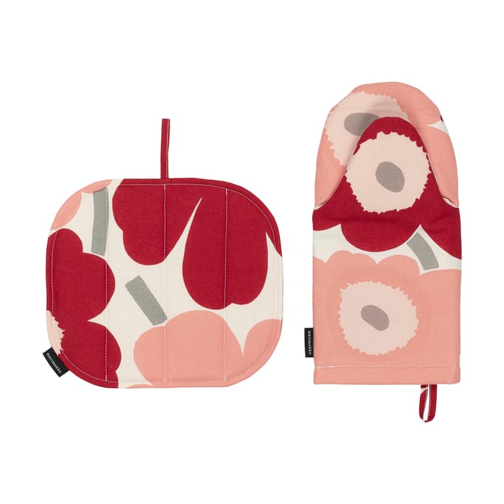 Pieni Unikko Topflappen + Topfhandschuh 2-teilig - Cotton-dark cherry-rose - Marimekko