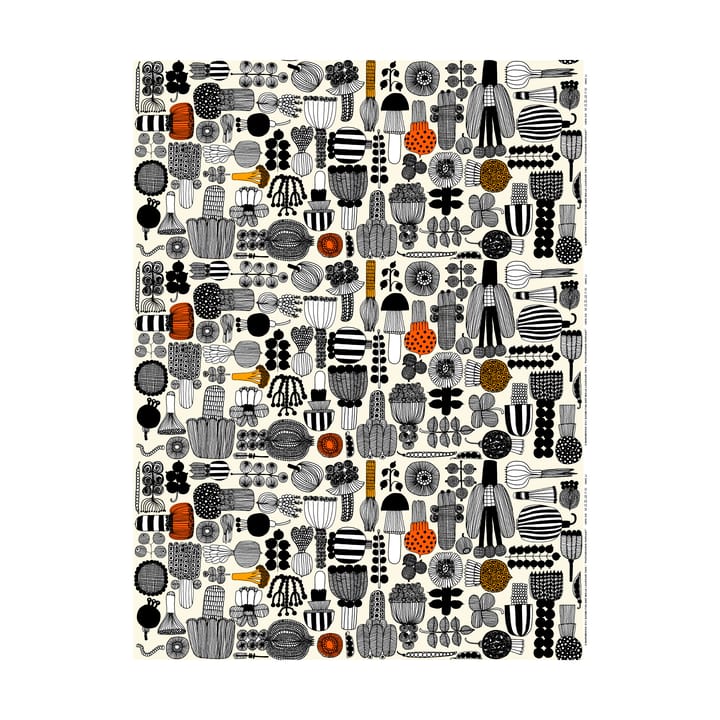 Puutarhurin Parhaat Wachstuch, White-black-orange Marimekko