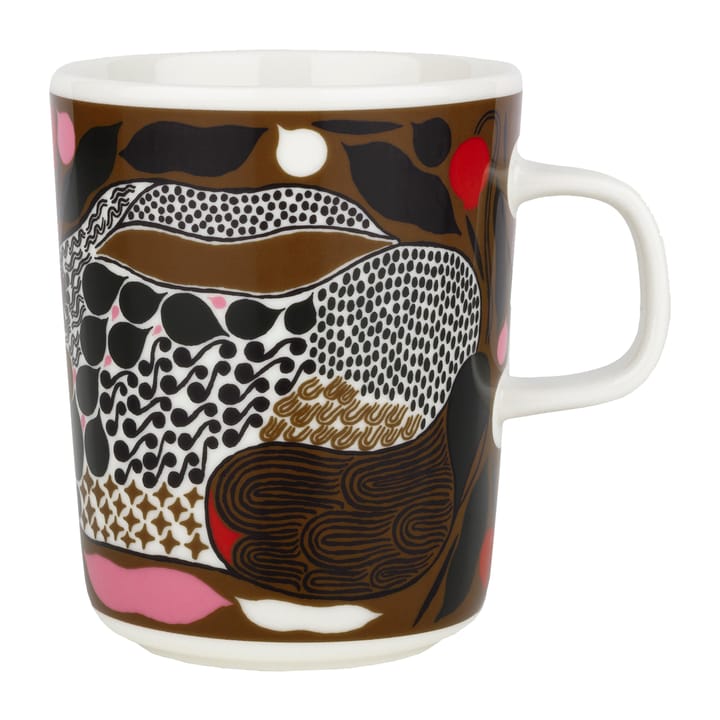 Rusakko Tasse 25cl - Weiß-braun-grün-rot - Marimekko