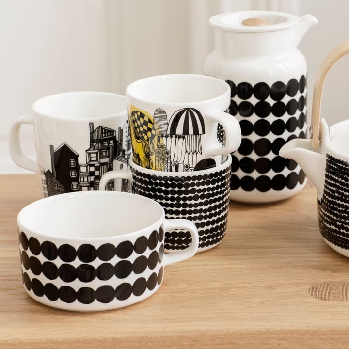 Siirtolapuutarha Kaffeetasse 20 cl, Weiß-schwarz-gelb Marimekko