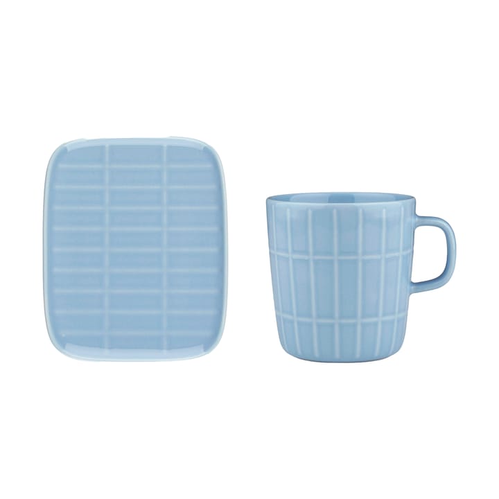 Tiiliskivi Becher 40 cl + Teller 12x15 cm, Light blue Marimekko