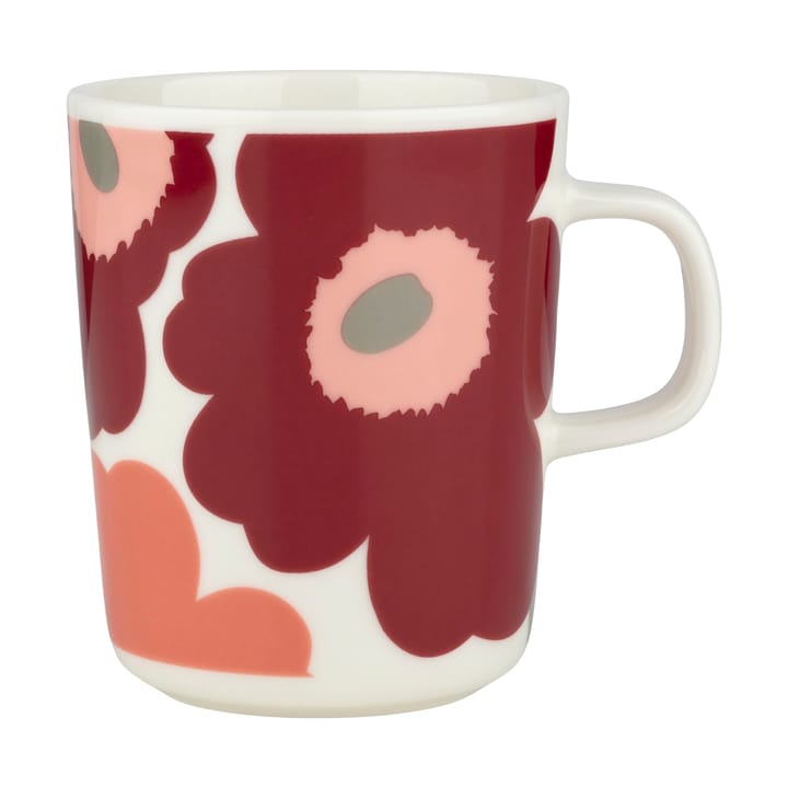 Unikko Tasse 25 cl, White-dark cherry-salmon red Marimekko