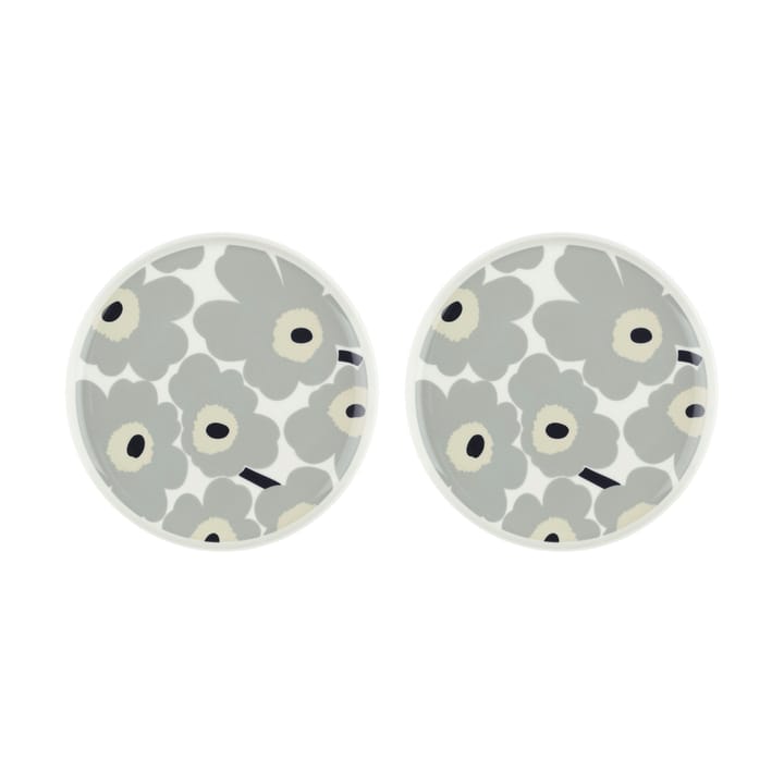 Unikko Teller Ø25 cm 2er-Pack, White-light grey-sand-dark blue Marimekko