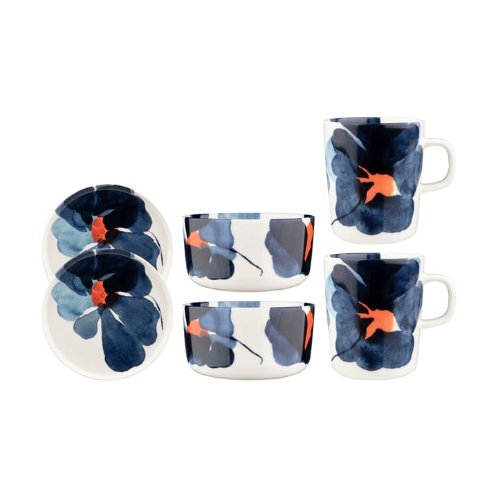 Valssi Frühstücksset 6 Teile, White-dark blue-orange Marimekko